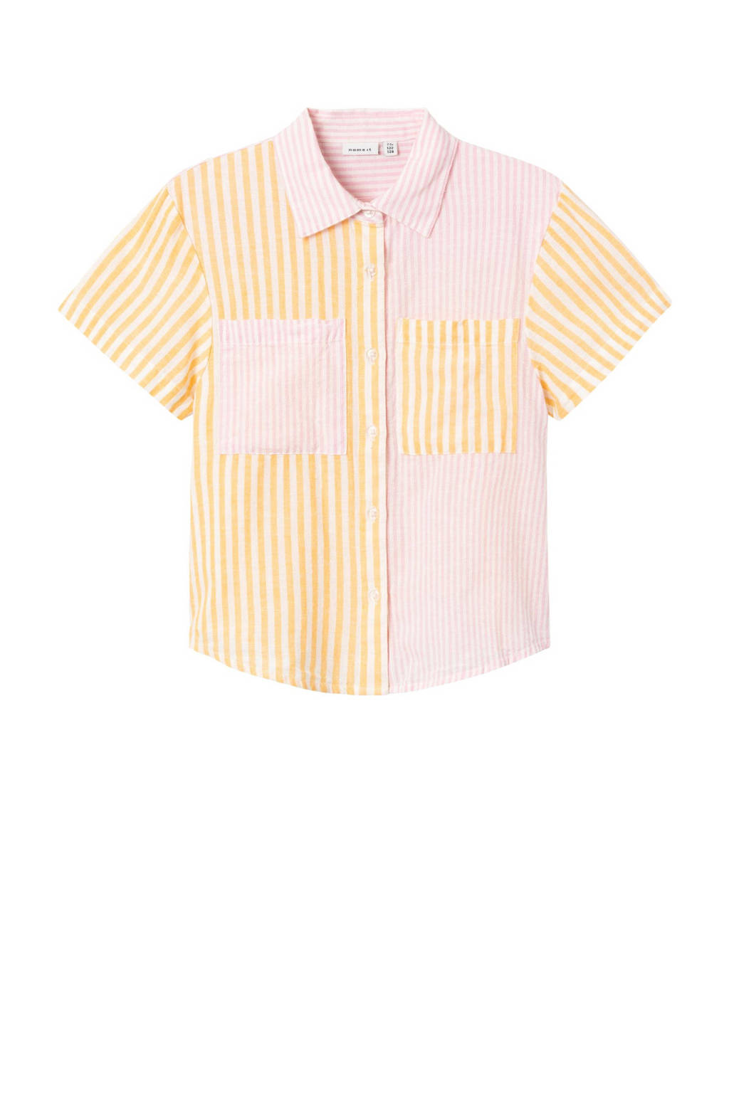 NAME IT gestreepte blouse NKFHISTRIPE roze/geel