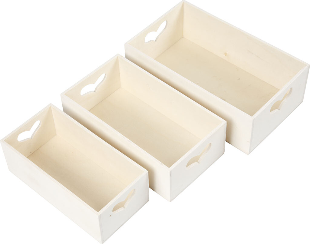 Kasser - H 6,3+5,8+5,5 CM - L 20,5+18+15,8 CM - B 11,5+9,8+7,8 CM - 3 Stk