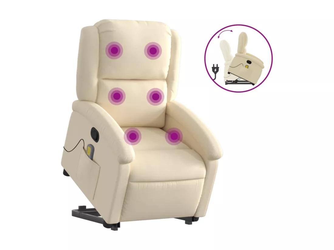 Fauteuil inclinable massant Crème Tissu