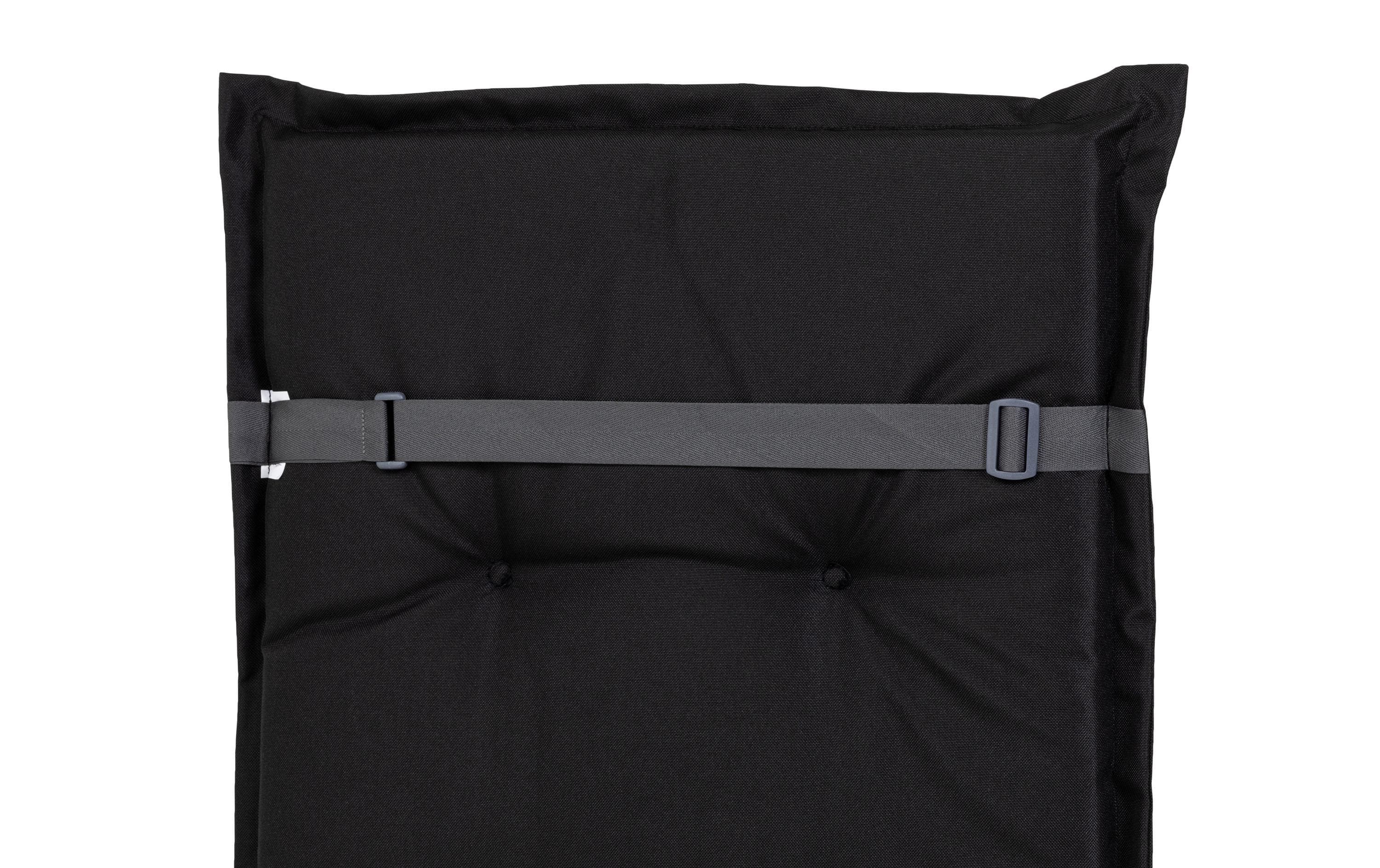 Stuhlauflage Hochlehner Outdoor 118 x 50 cm Schwarz, 2er-SetSitzkissen für Gartenstühle mit hoher Rückenlehne