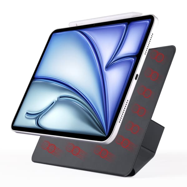 Kunstlærveske med stativ og magneter for iPad Air 13 2024 - Svart