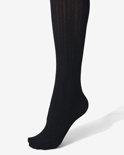 collant épais fashion torsade noir