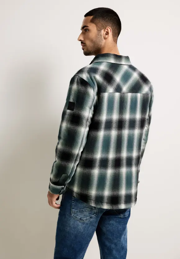 Padded Overshirt mit Kapuze - dark forest green