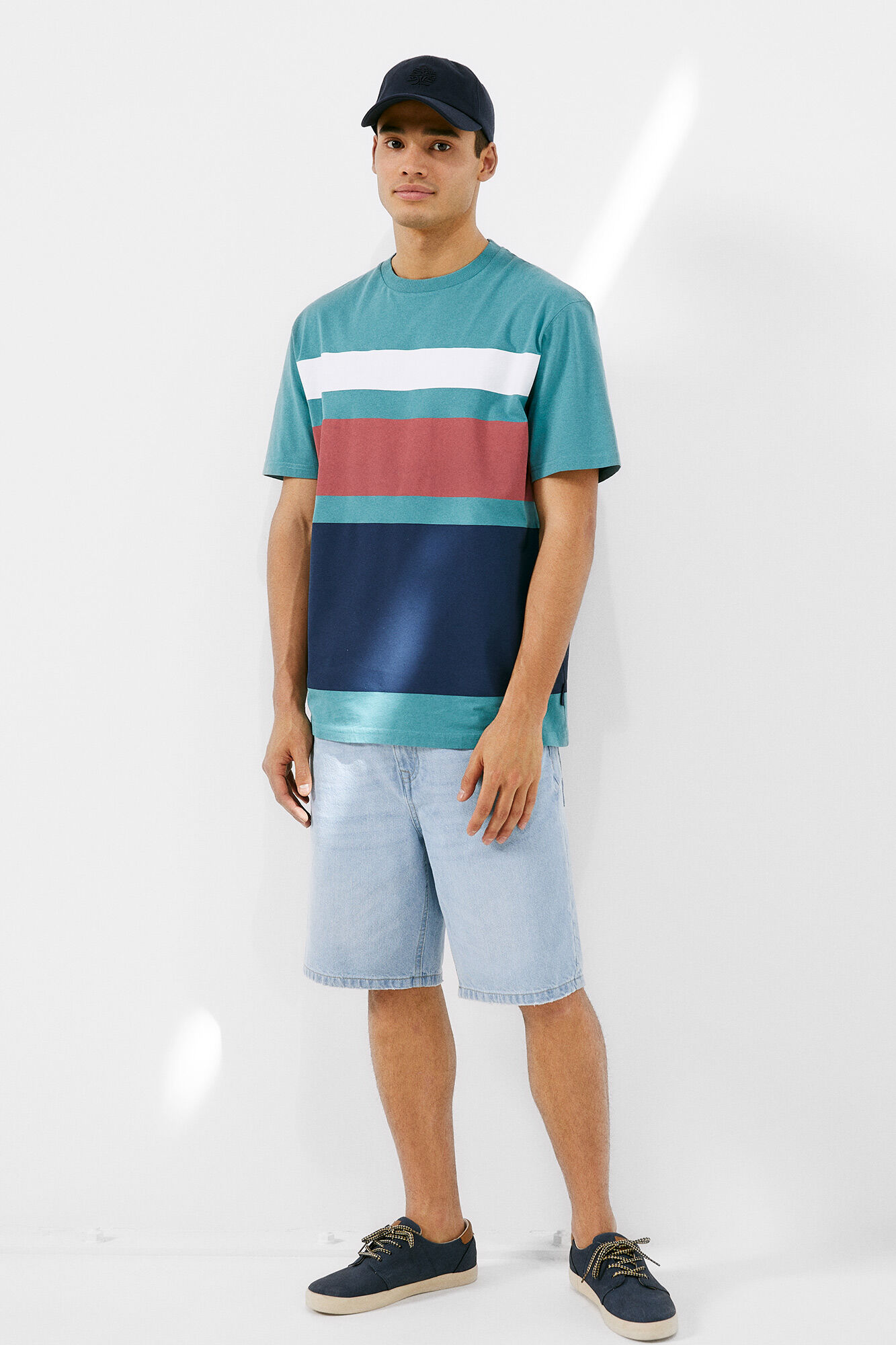 Camiseta color block - turquesa