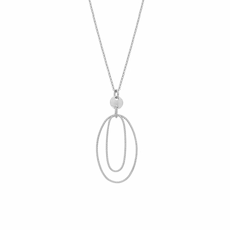 Collier Argent Diamanté Double Ovale