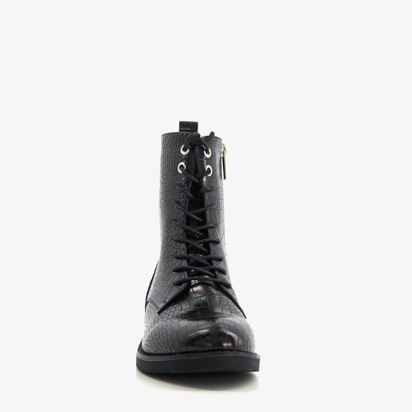 Blue Box dames veterboots met slangenprint zwart