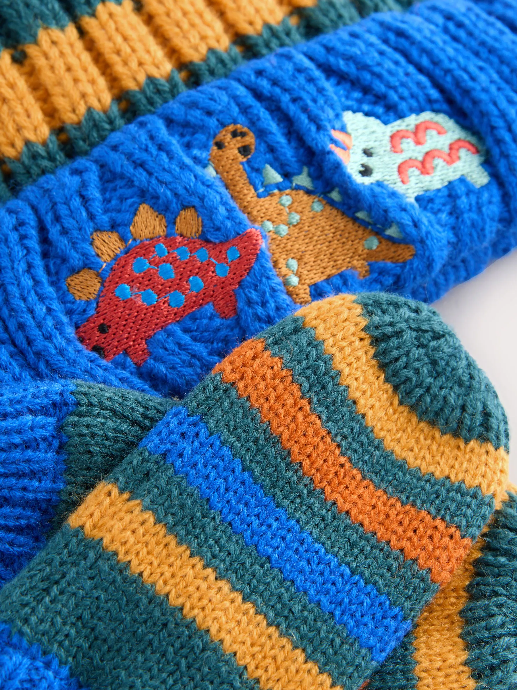 Meerdere kleuren - 2 -delige Set met geborduurde Pompon Muts en Wanten (3mnd -10jr)