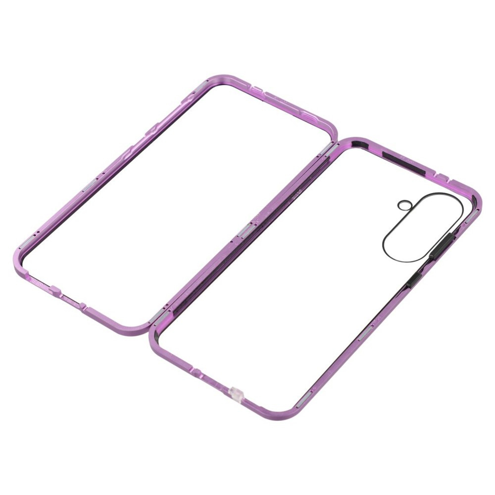 Samsung Galaxy A56 Magnetische Alu Schutzhülle mit Panzer Glas Backcover   Displayschutz (Magnet-Technologie) - Lila
