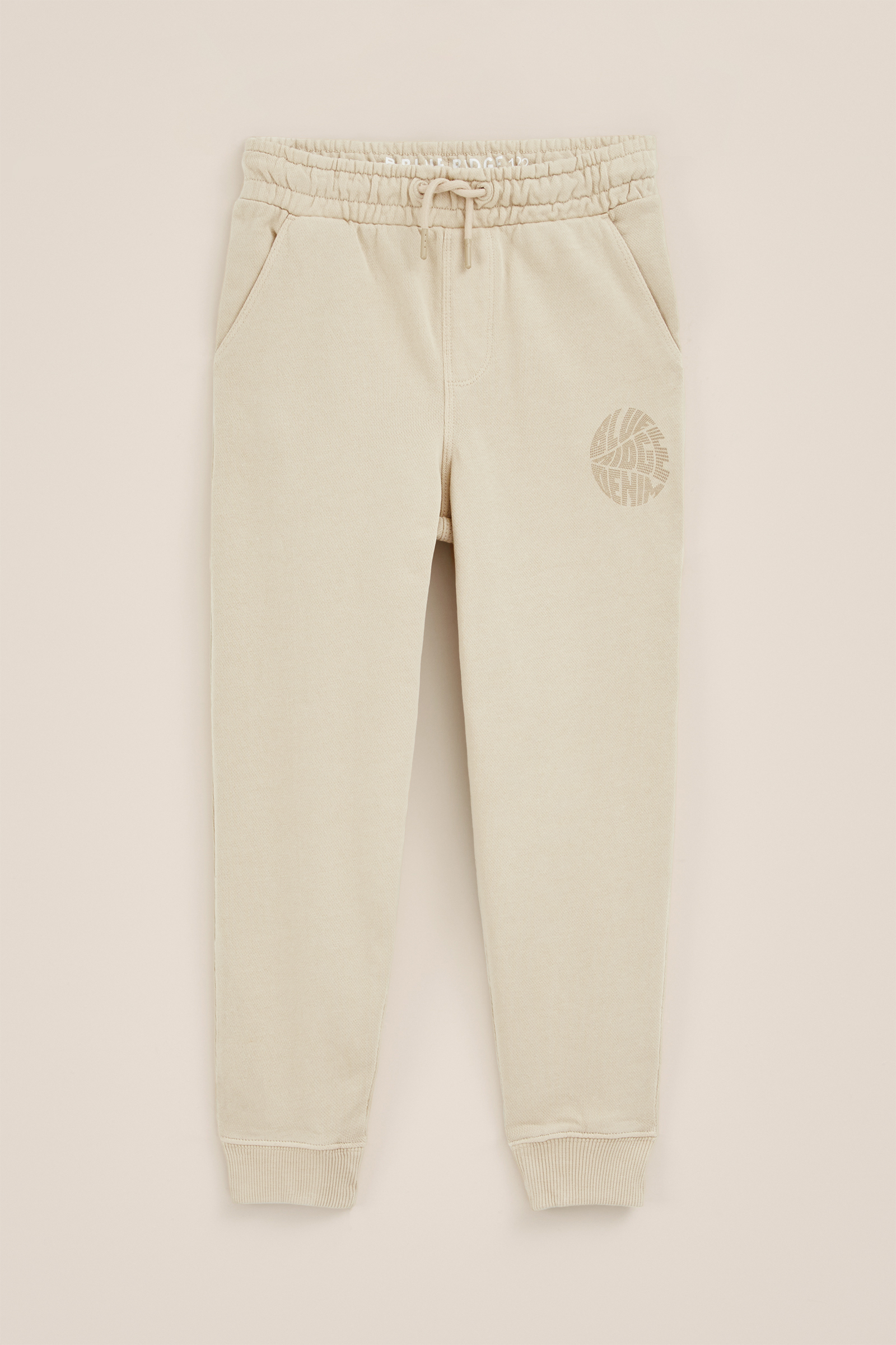 Jongens jogging broek met opdruk Blue Ridge Beige