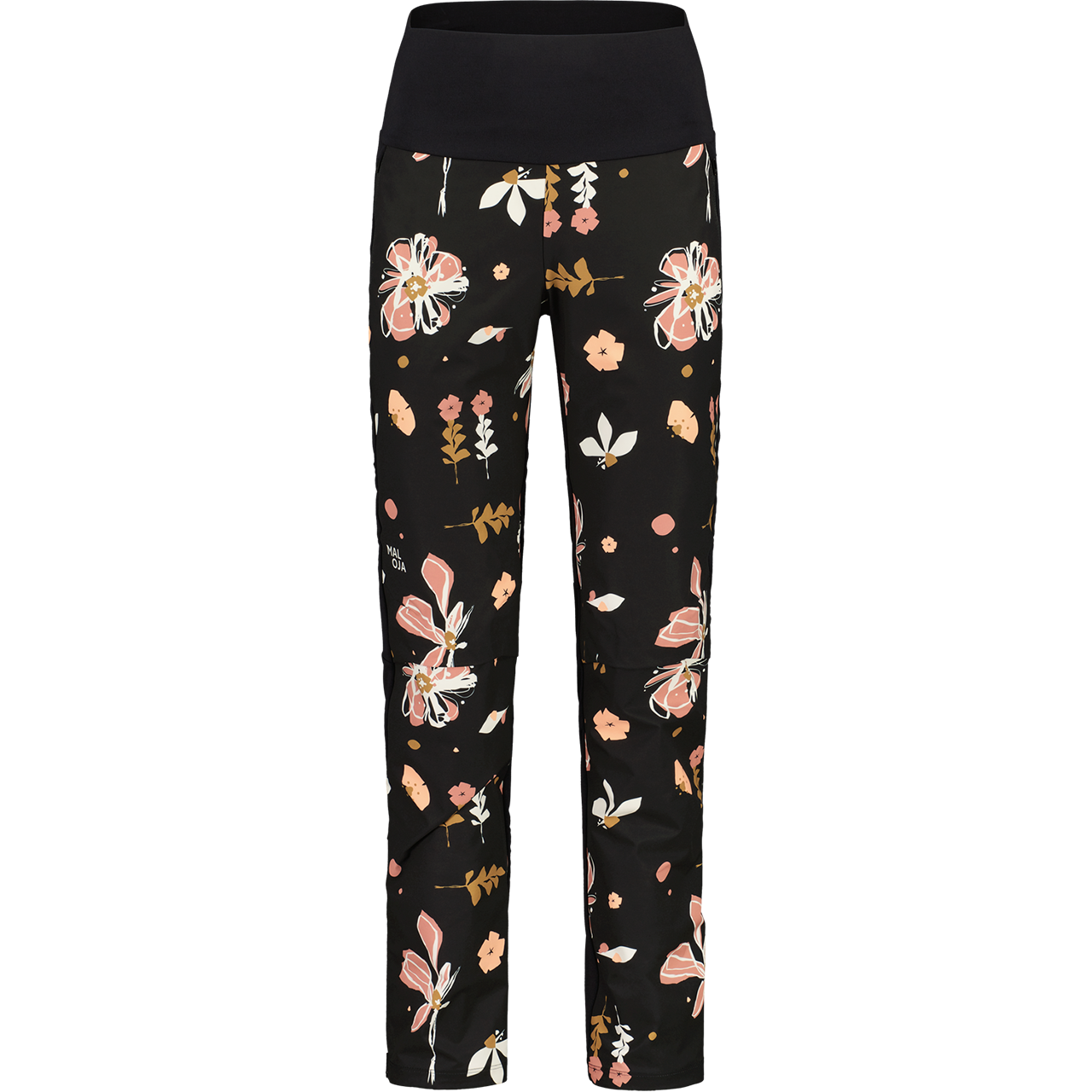 Maloja Damen Hybrid Softshellhose ROBINIEm deep black flora | Langlaufhosen | Langlaufbekleidung | Damen | XSPO-Fashion