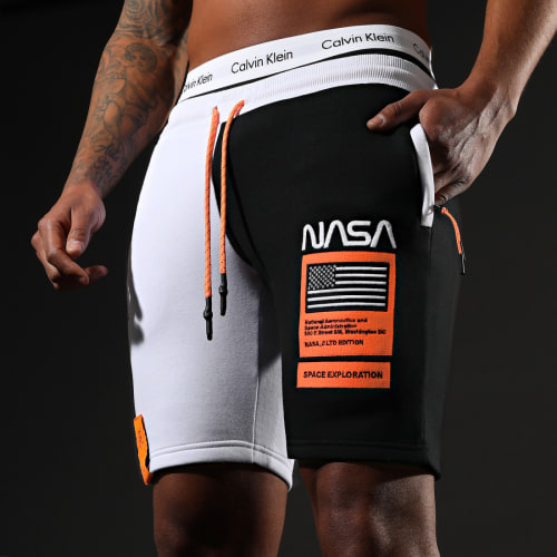 Short Jogging Half Limited Edition Noir Blanc Détails Orange Fluo