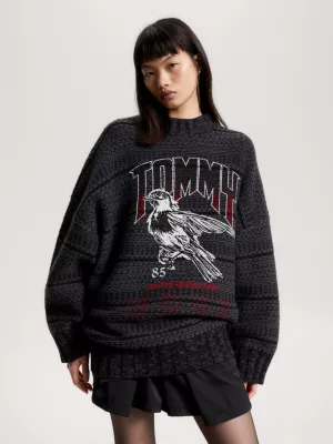 Suéter oversized com estampa de tranças