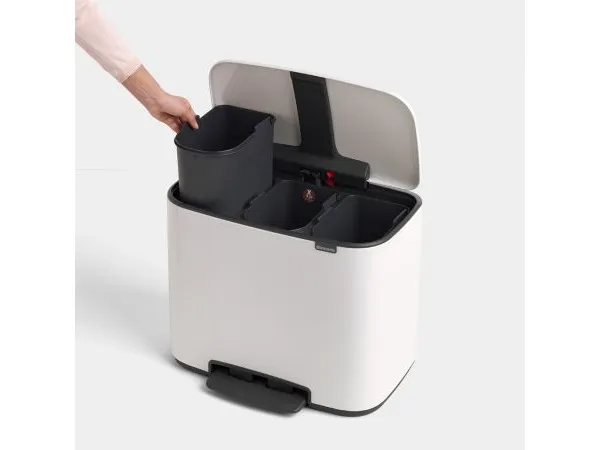 Pedalspand Brabantia Bo, 3 x 11 ltr. hvid