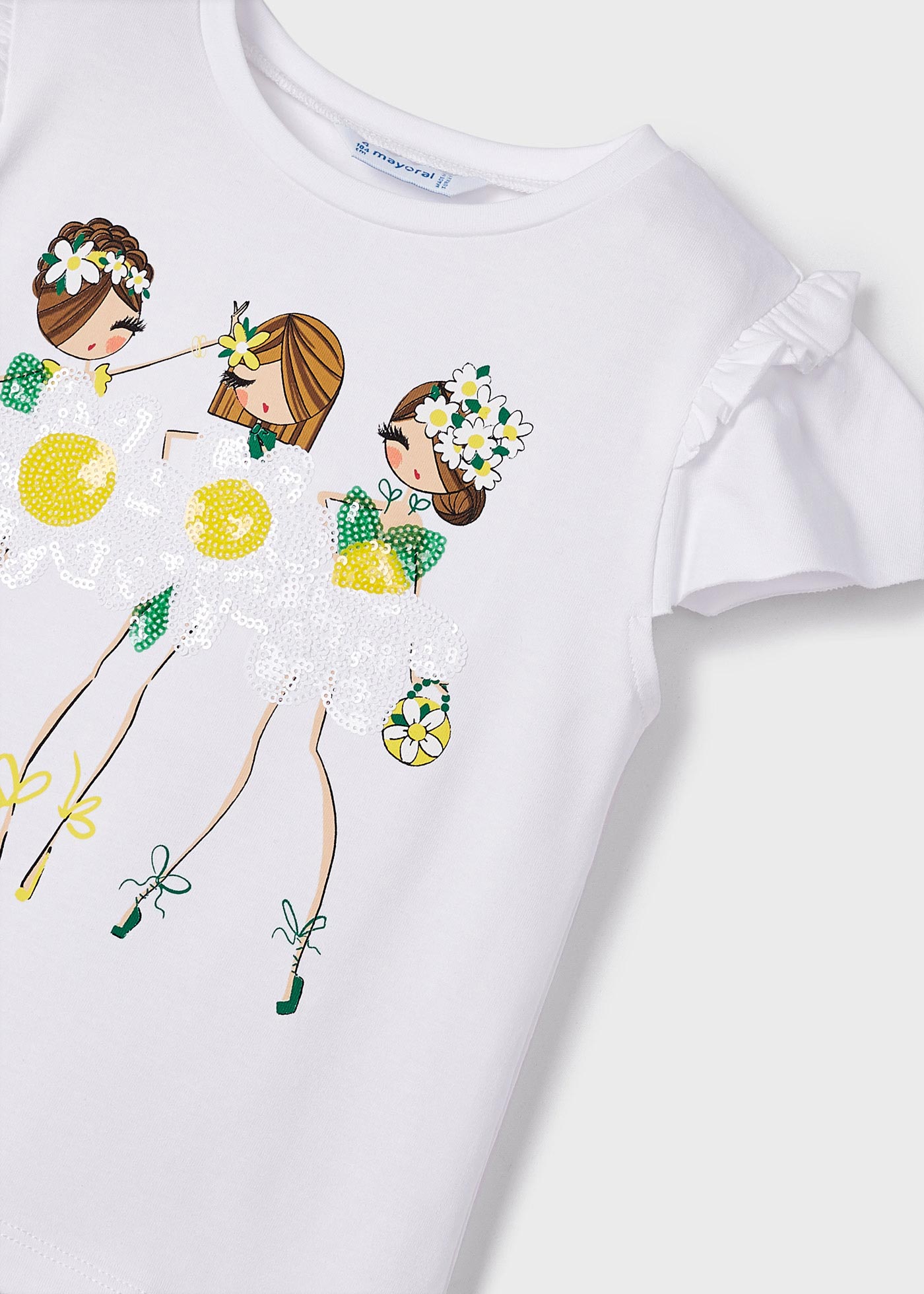 Camiseta infantil de manga curta com lantejoulas