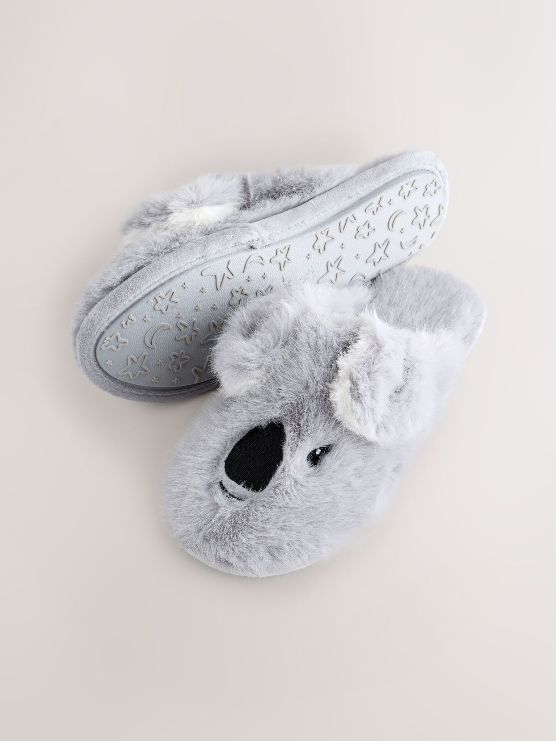 Grijs met koala - Pantoffels met imitatiebont