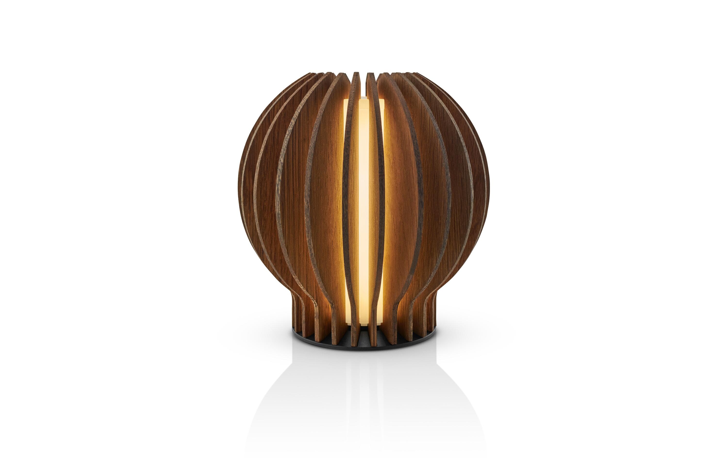 Tischleuchte Radiant rund, 15 cm, Smoked<br>LED-Lampe aus Eichenholz