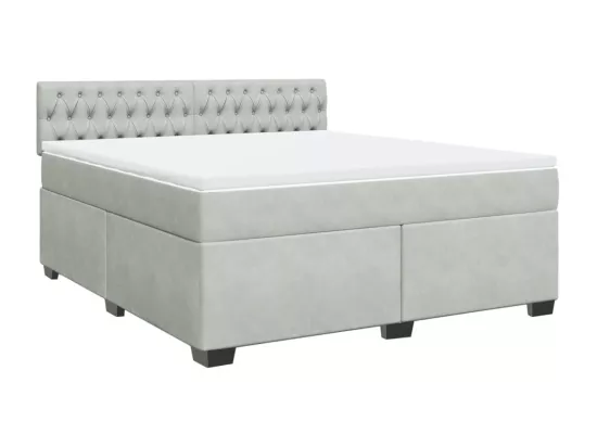 Sommier à lattes de lit et matelas Gris clair 180x200cm Velours