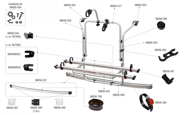 Fiamma Montagesatz für Carry Bike CB Ford Custom Fiamma Artikelnummer 98656-938