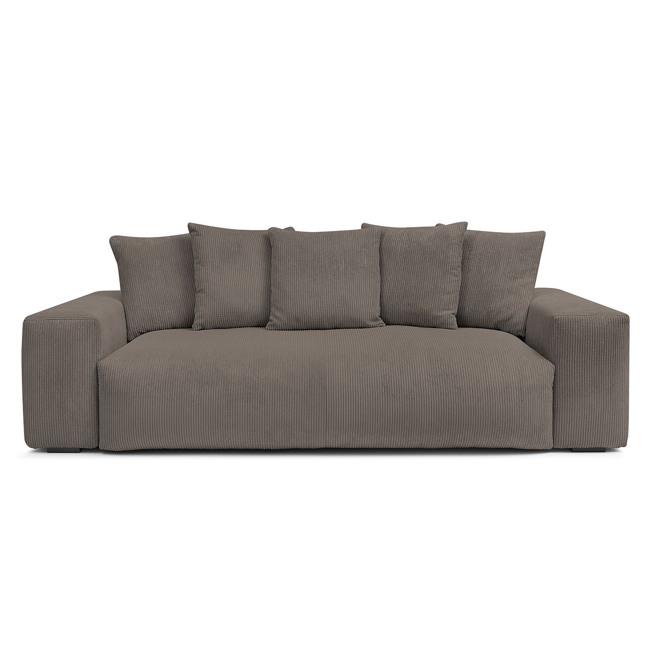 Bobochic Canapé droit fixe 3 places ultra moelleux voltaire velours côtelé taupe - 280x124x75 cm