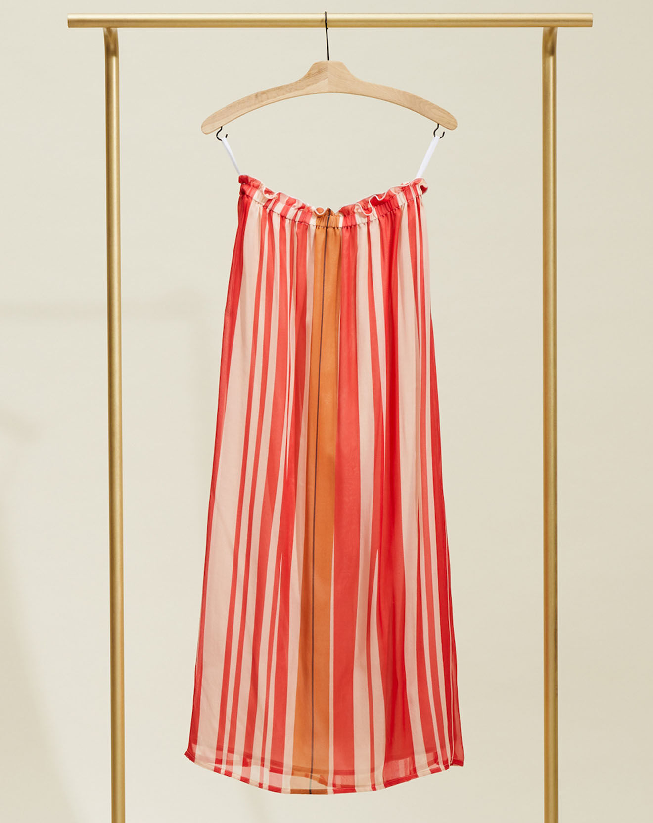 Chloé Stora Jupe en voile 100% Soie Lionel rayée rouge