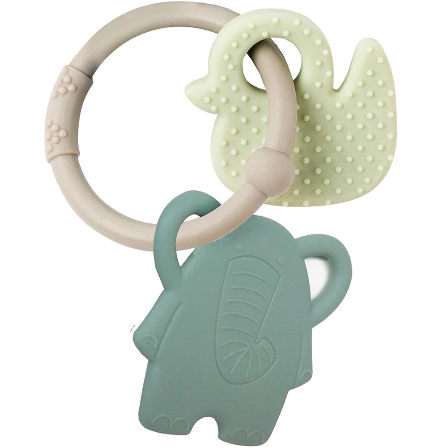 Nattou Beißring Ente & Olifant grau