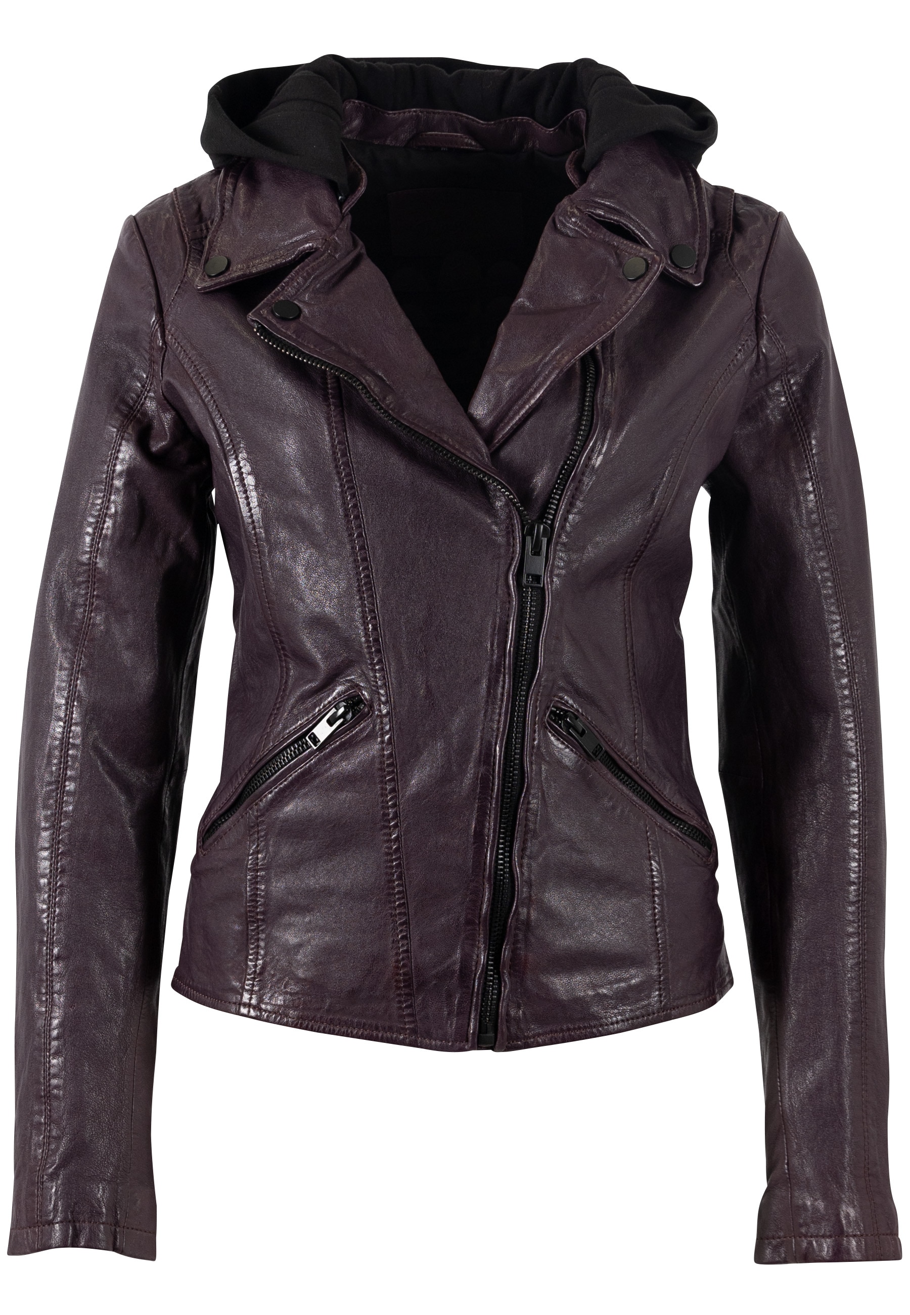 Mauritius Lederjacke »MWTary SF« mit Kapuze mit Jerseykapuze und Reverskragen, Slim Fit