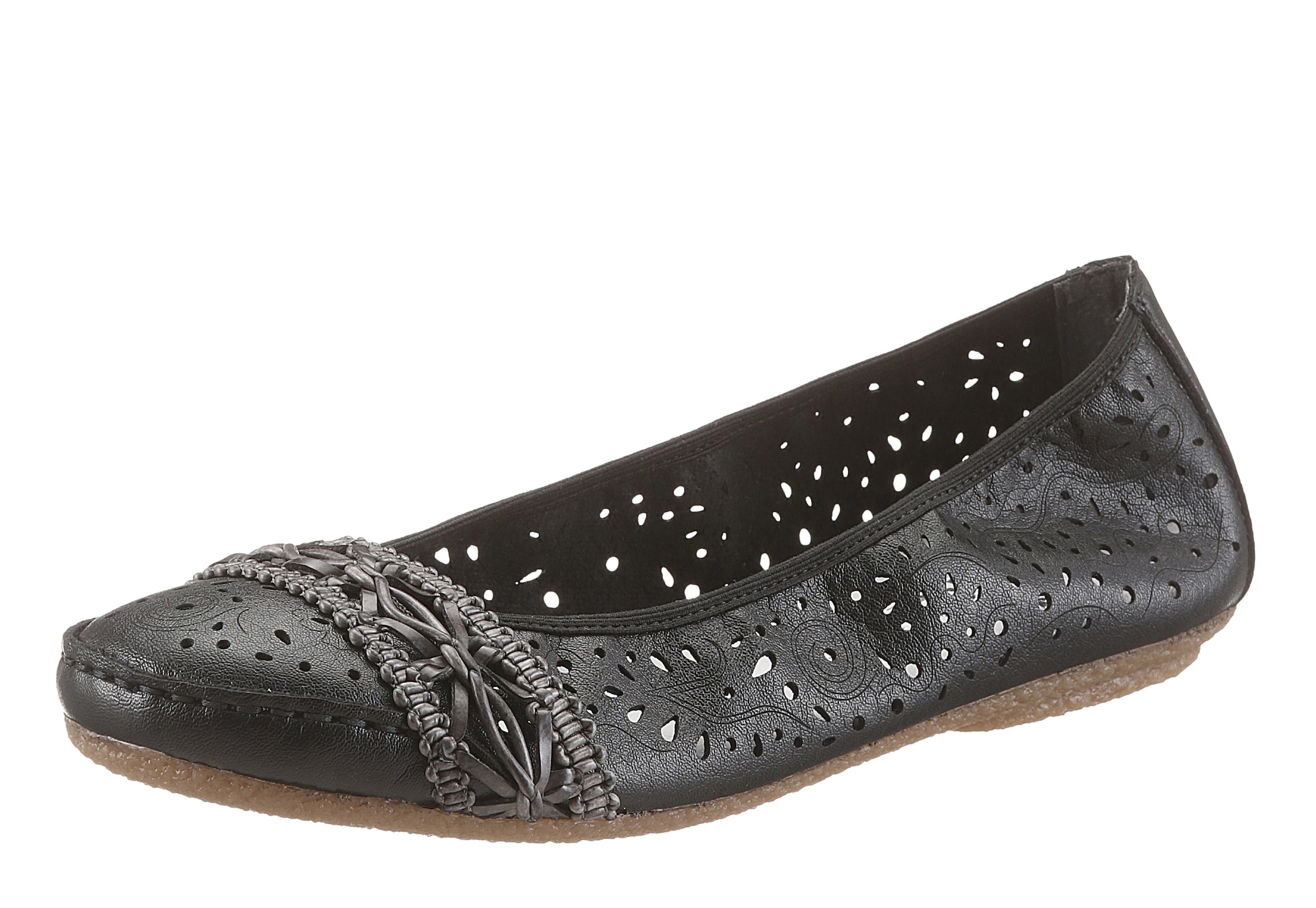 Rieker Ballerina  Slipper, Flache Schuhe mit Rundum-Gummizug