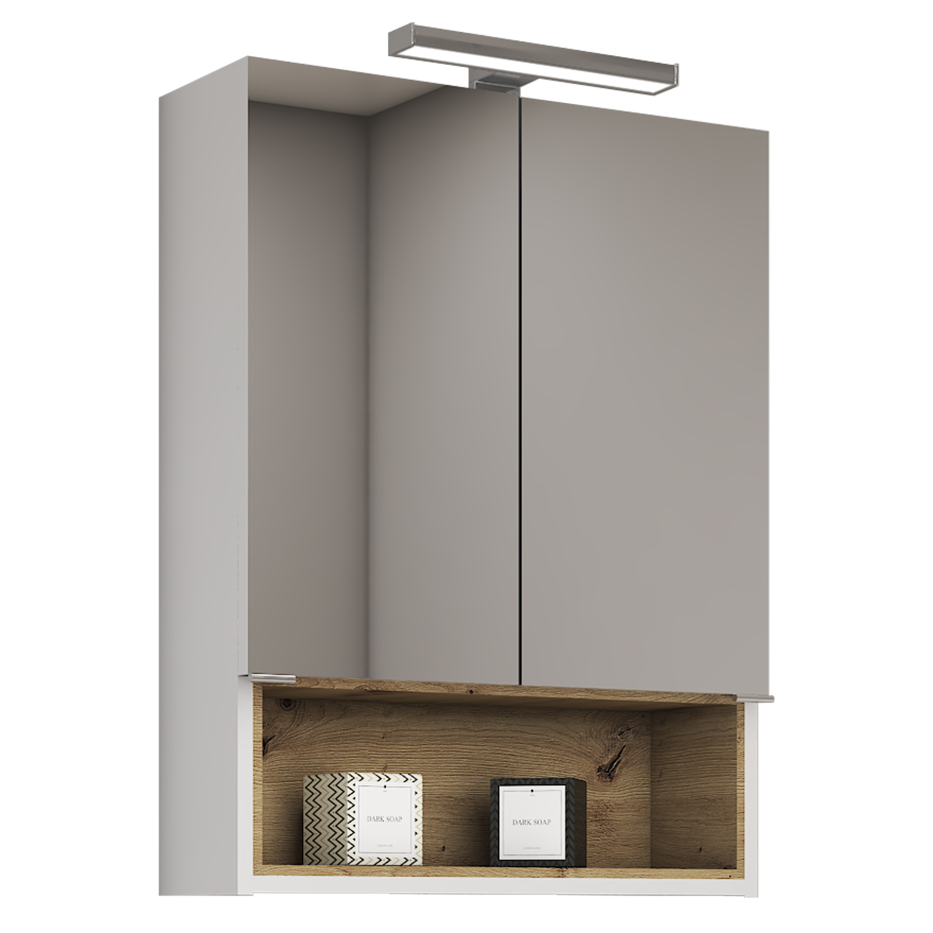 Spiegelschrank - weiß - Artisan Eiche - 60 cm
