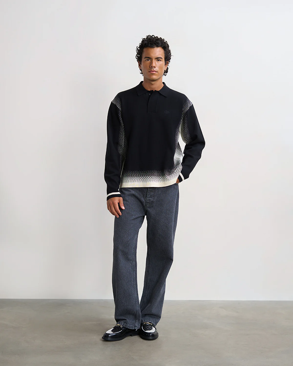 Knit Shirt Rugby Black