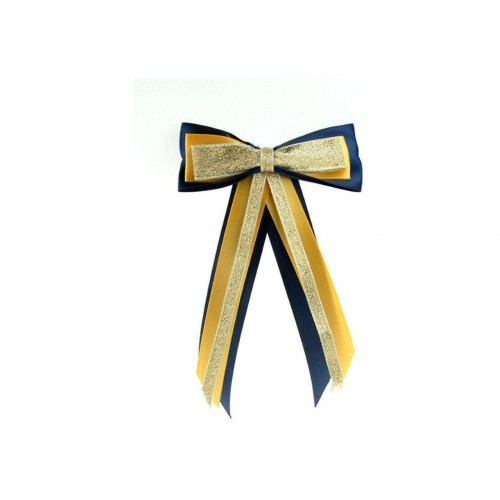 Laço de cabelo para competição equestre, azul marinho/amarelo/dourado