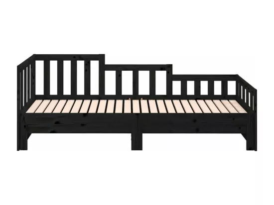 Lit coulissant sans matelas noir 2x(90x200) cm