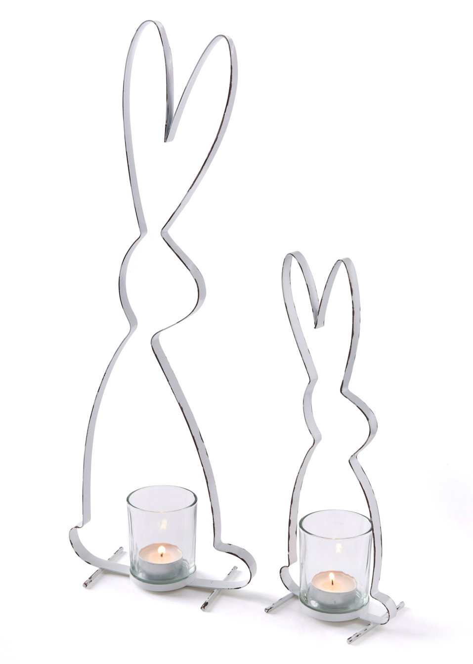 Porte-bougie chauffe-plat en forme de lapin (Ens. 2 pces.)
