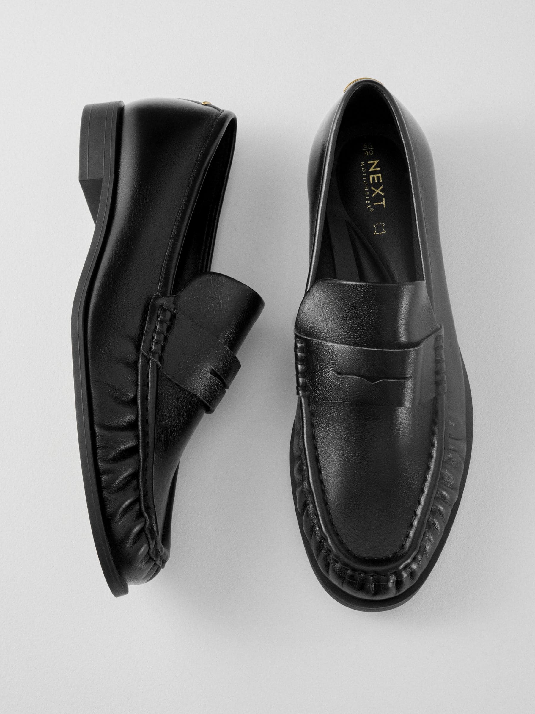 Zwart - Forever Comfort® Premium Leren Loafers met Motionflex en ruches