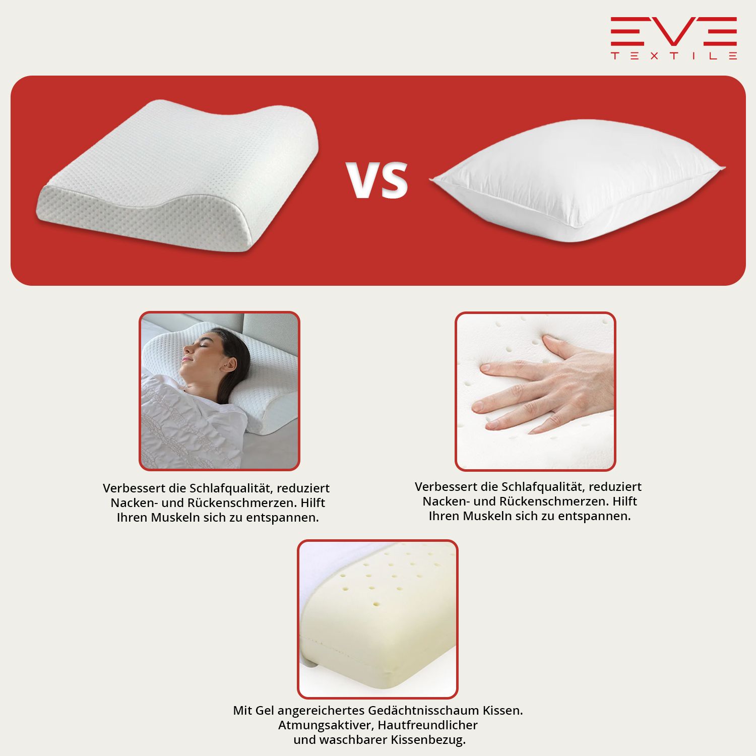 EVE Textile Orthopädisches Kissen mit Erhöhung