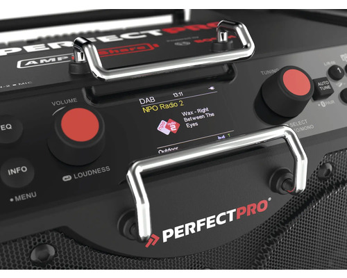 PerfecPro ROCKHART bouwplaatsradio met DAB+ en FM, Bluetooth, AUX-ingang en USB-ingang, RH4-18V compatibel met BOSCH PROFESSIONAL 18V AMPShare accuplatform