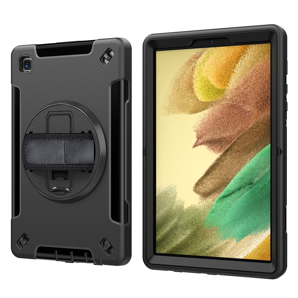 Samsung Galaxy Tab A7 Lite Hybrid Outdoor Case Hülle Handschlaufe   Schultergurt - Schwarz