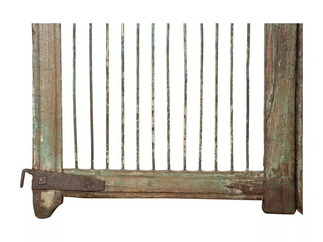 BISCOTTINI Portail - Bois Massif et Fer Finition Antique - Clôture en Fer - Portail en Métal - Porte Décorative - Portail d'Entrée - Clôture en Bois - Intérieur et Extérieur - 102x6x94cm