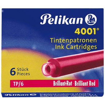 Cartouche pelikan courte standard rouge étui 6 unités