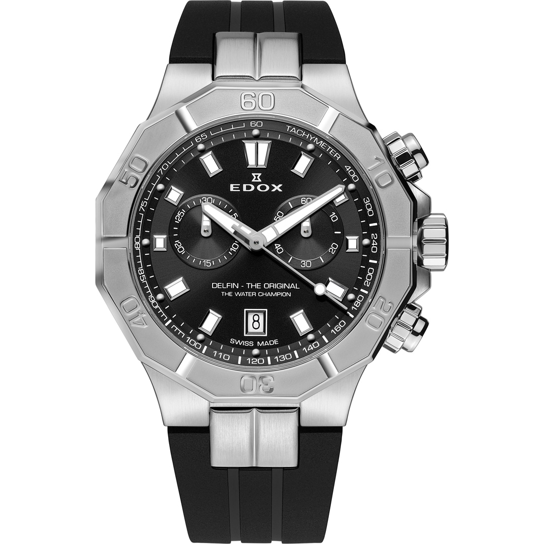 Edox Delfin Chronograph Silbrig / Schwarz