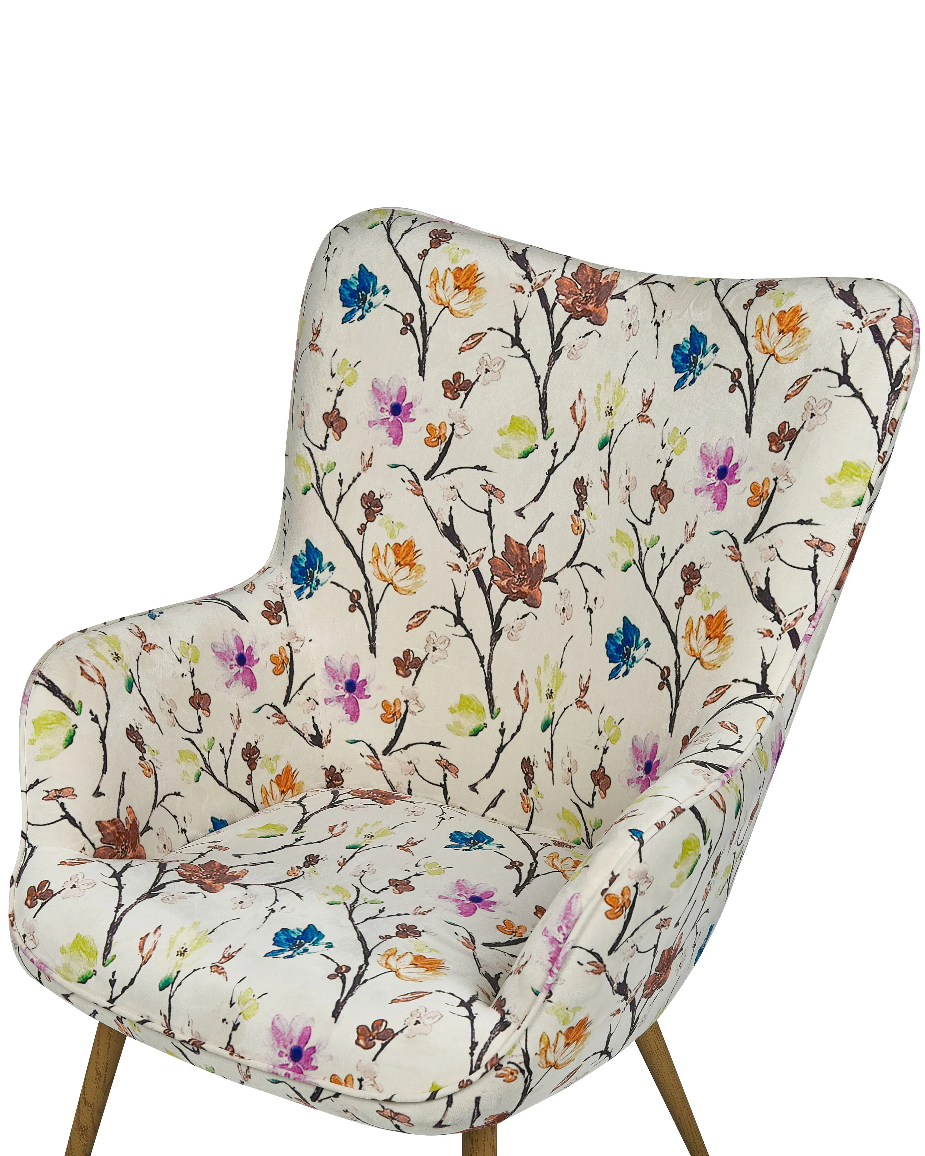 Oorfauteuil VEJLE met voetenbank Stof Lichtbeige