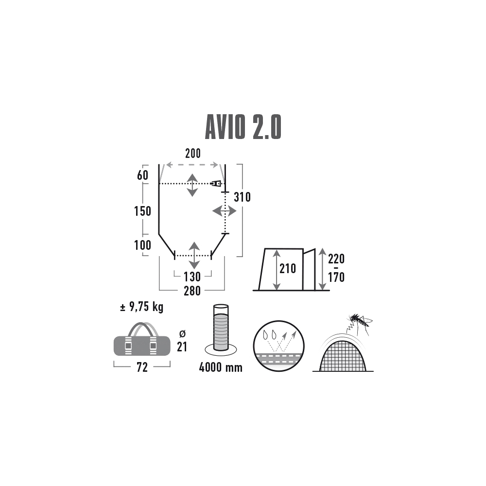 High Peak Avio 2.0 freistehendes Busvorzelt