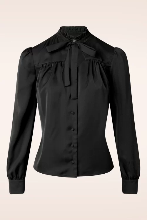 Vixen Tia Tie Neck blouse in zwart