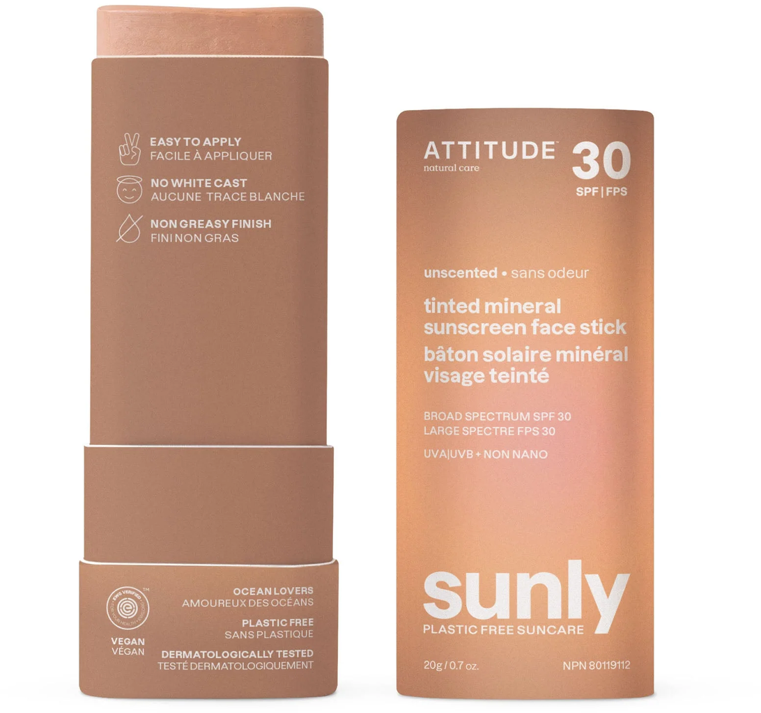 ATTITUDE  Sunly Tinted Sunscreen Face Stick SPF 30, 20 g
