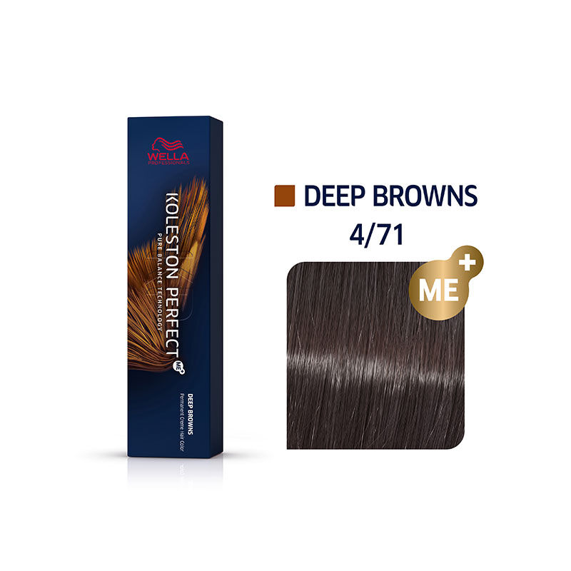 Coloration permanente Koleston Perfect Me+ 4/71 châtain marron cendré