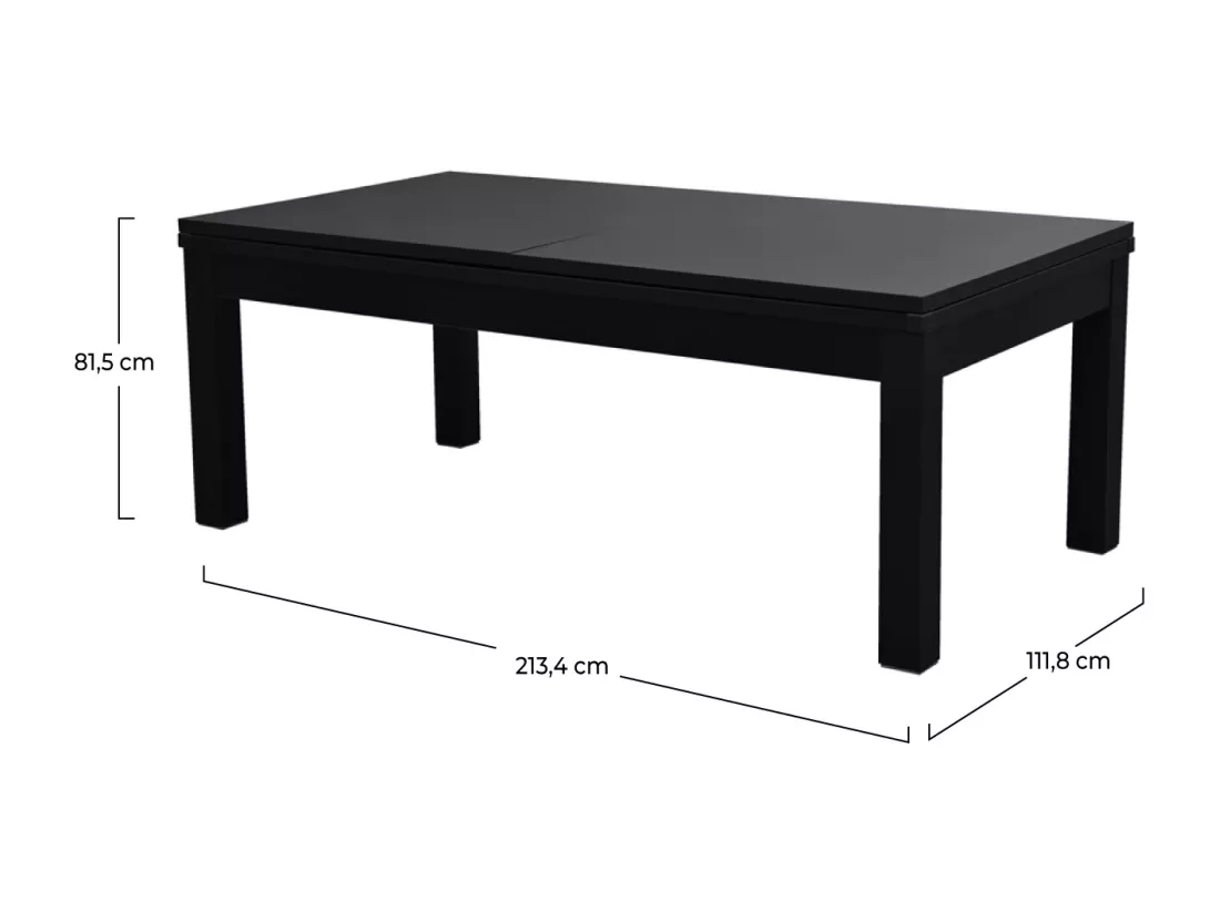 Table de billard convertible noire tapis gris - Eddie