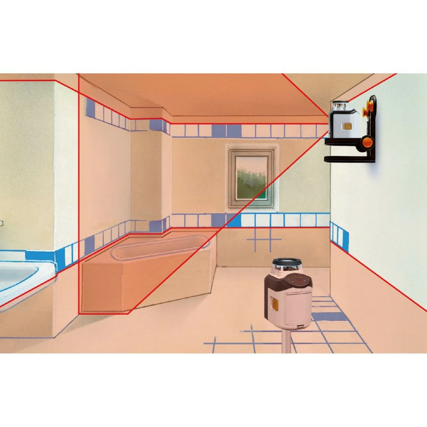Laserliner SmartLine-Laser 360° Set Kruislijnlaser incl. statief en ontvanger in tas - rood - 2 lijnen - 30m