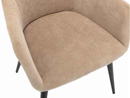 Lot de 2 chaises BIBO - avec accoudoirs - Effet velours & métal - Beige