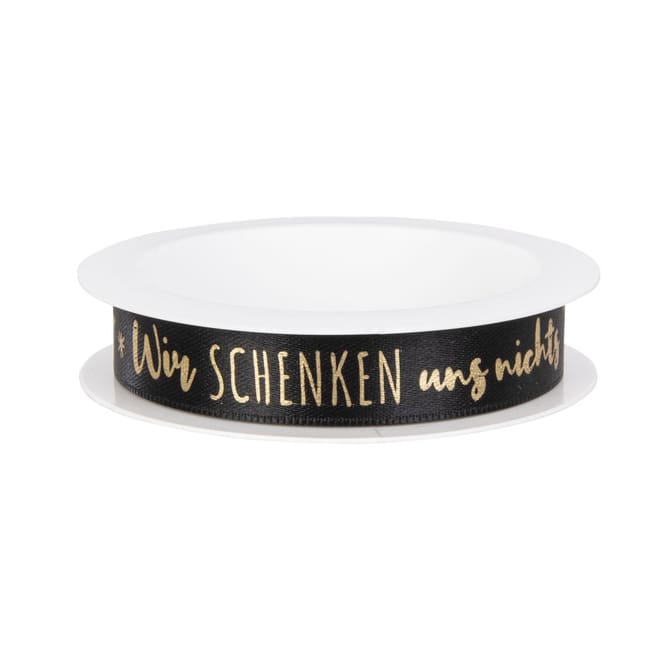 Geschenkband - Wir schenken uns nichts - ca. 1,5 cm x 3 m