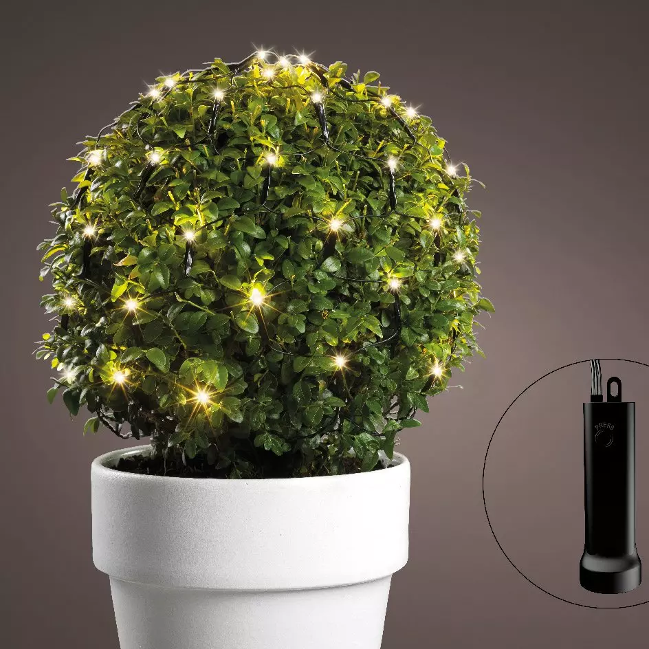 Filet lumineux à piles D50 cm 84 LED Durawise Blanc chaud