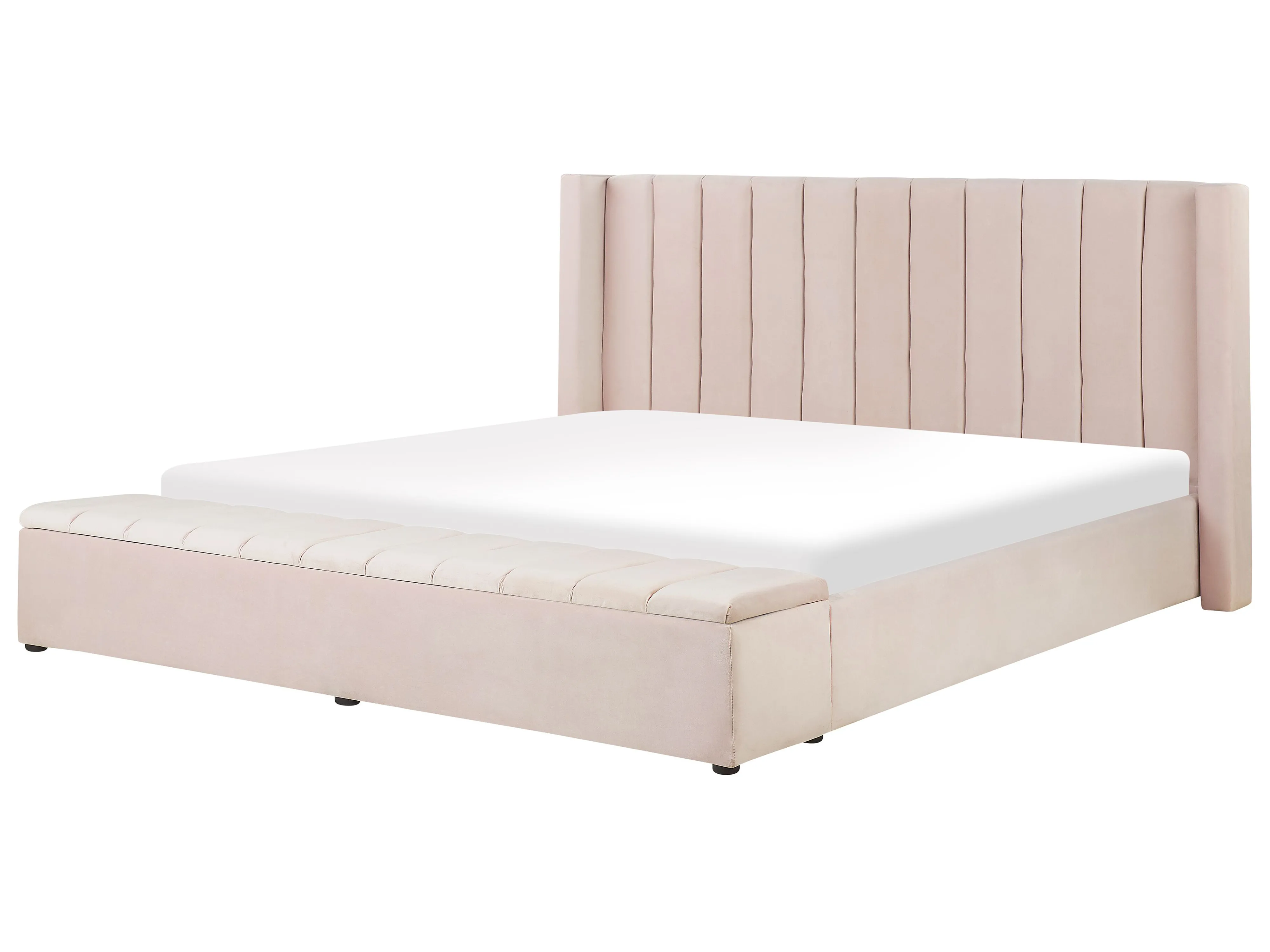 Waterbed met opbergbank Fluweel NOYERS 180 x 200 cm Pastelroze